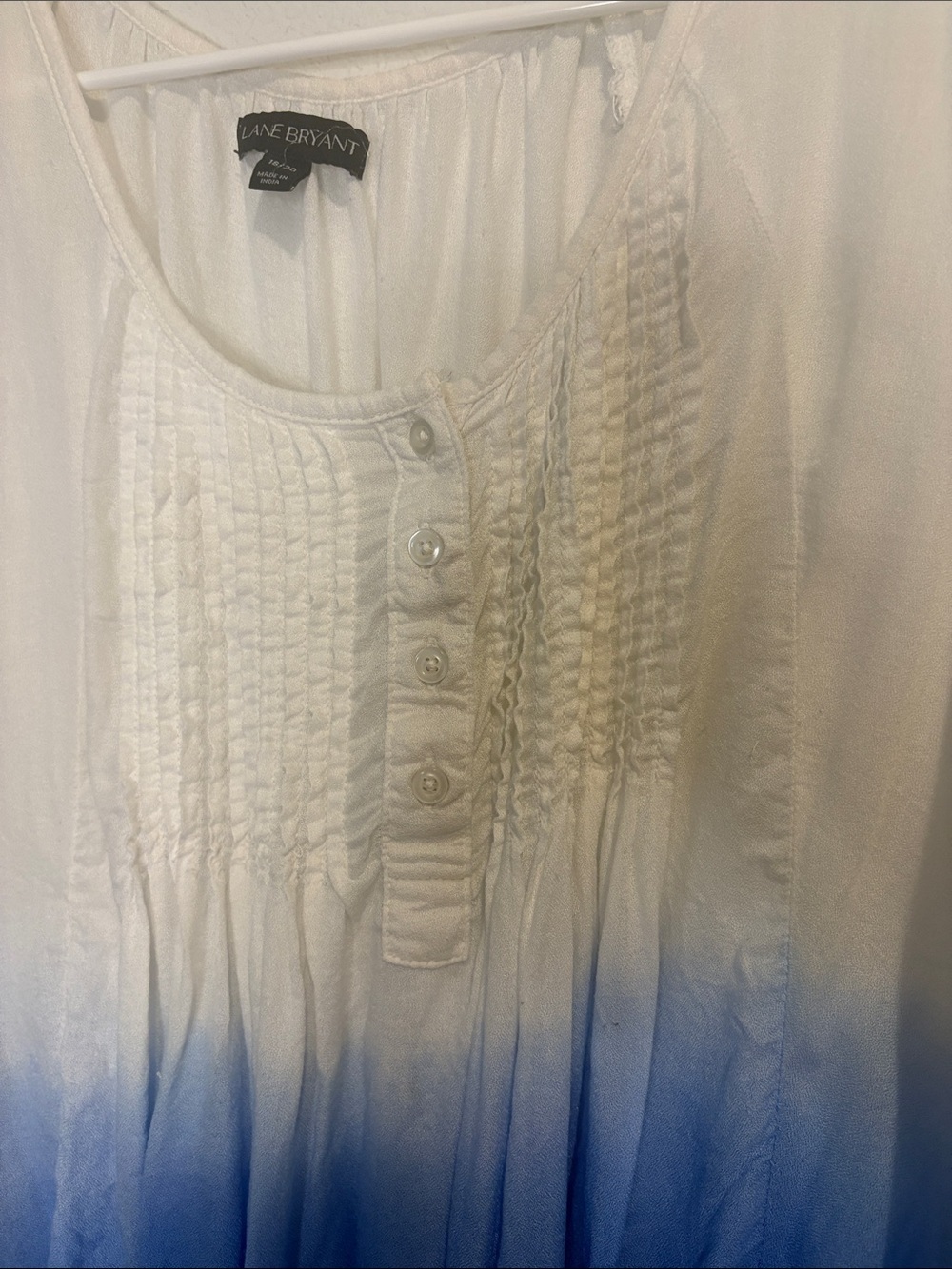 Relaxed White to Blue Ombre Tunic with Pintuck Front Lane Bryant - Picture 6 of 7